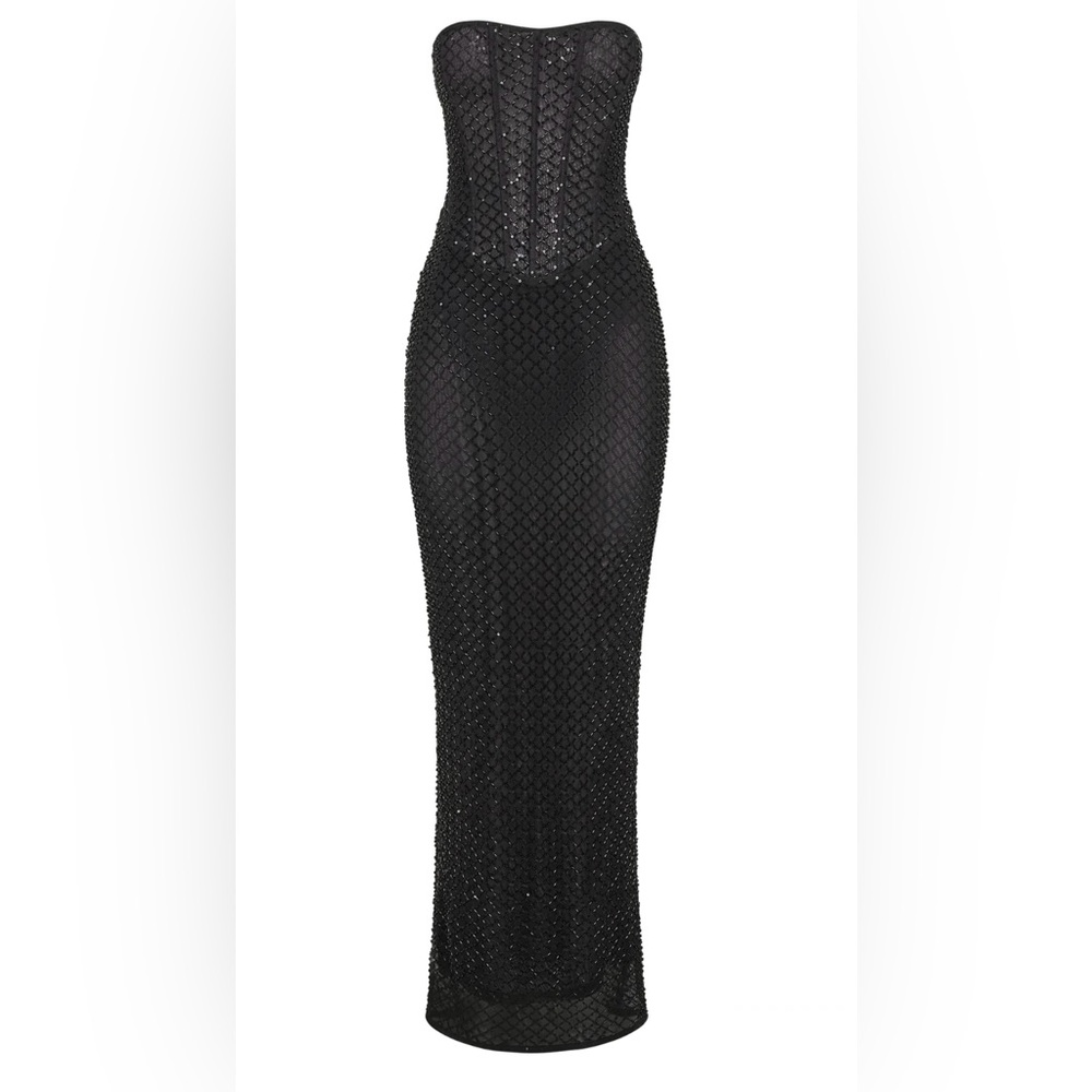 Strapless Sequin Maxi Dress - Black